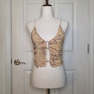 Urban Outfitters Orange Floral Sheer Crop Top